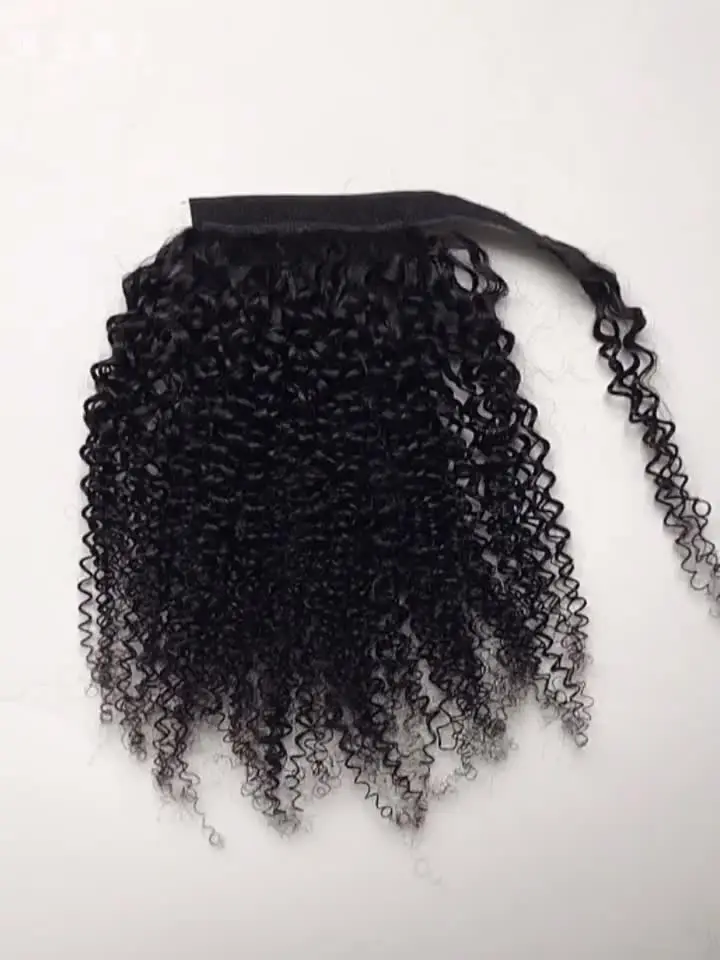 Themis Hair Afro Kinky Curl Pferdeschwanz - Kurzer Clip-in Pony Mit Kordelzug, Farbe 1B