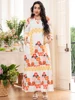 Spring Sweet Vacation-Style V-Neck Floral Color-Blocked Long-Sleeved Midi Dress 1
