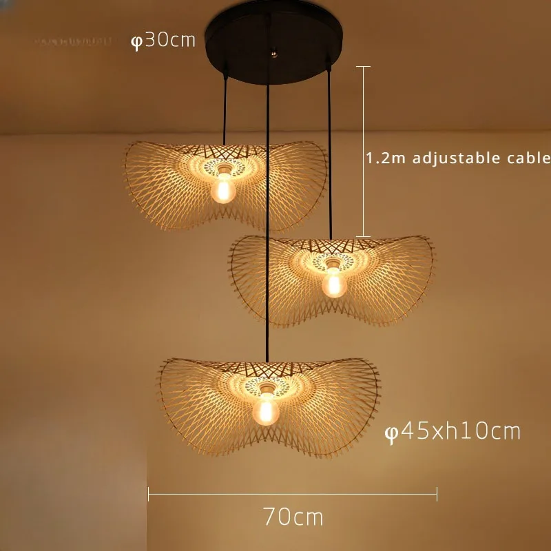 3 Heads E27 Hanging Decor Chandeliers Bamboo Pendant Lights Asia Restaurant Hotel Pendant Lamp Living Room Hanging Bamboo Light 5