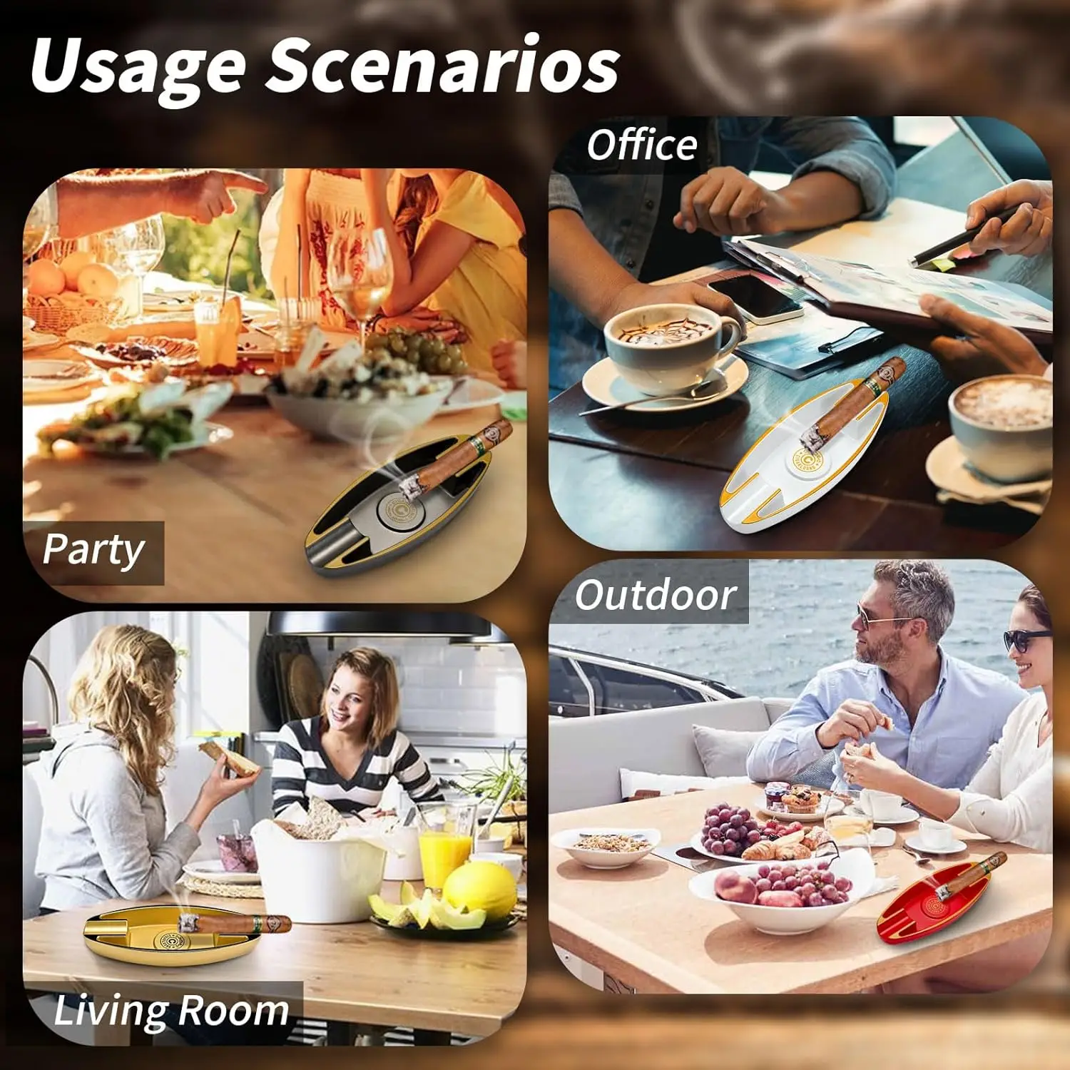 Monsoon boat shaped cigar ashtray lightweight and portable ashtray luxurious and atmospheric dual slot for home office outdoor portable ashtray,cigarettes ashtray,silicone ashtray,stainless steel ashtray,metal ashtray,air purifier ashtray,wood ashtray,ceramic ashtray