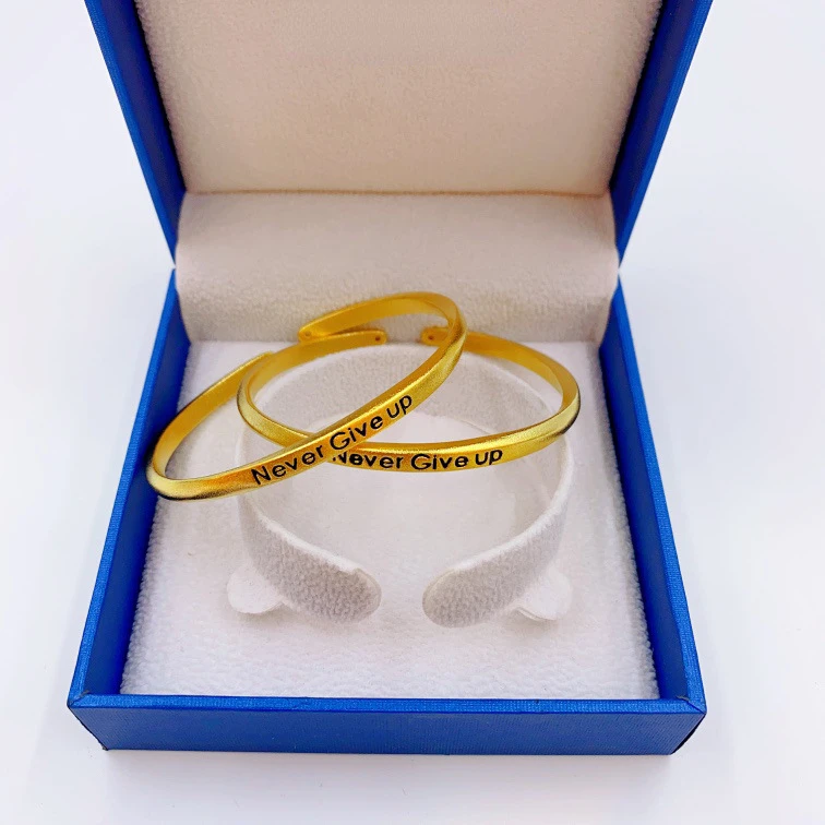 Fashion 24k Gold Color Letter Bracelet Bangle for Women Classical Style Bracelet Bangle Fine Jewlery Gifts