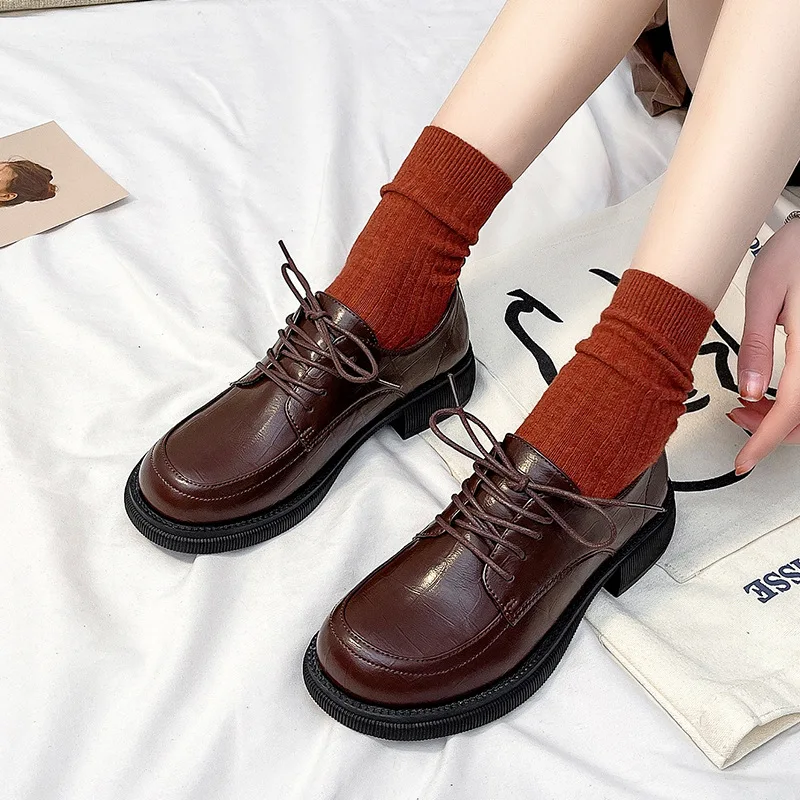 

Women Casual Shoes Sneakers PU Solid Color Round Wedge Low Top Lace Up Heel Platform Heels