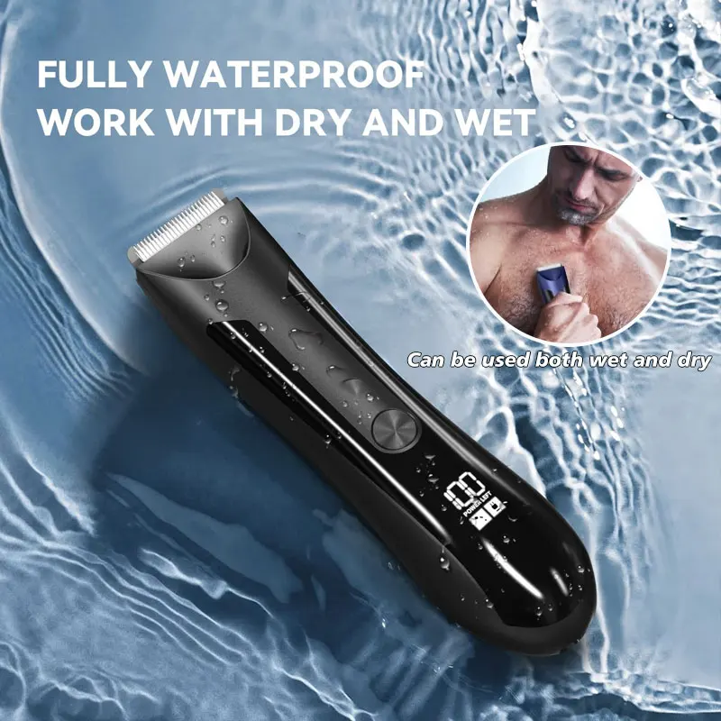Electric Body Hair Trimmer Shaver Wet Dry Groin Hair Trimmer for Men Women Ball Body Grooming Kit Replaceable Ceramic Blade Head 6