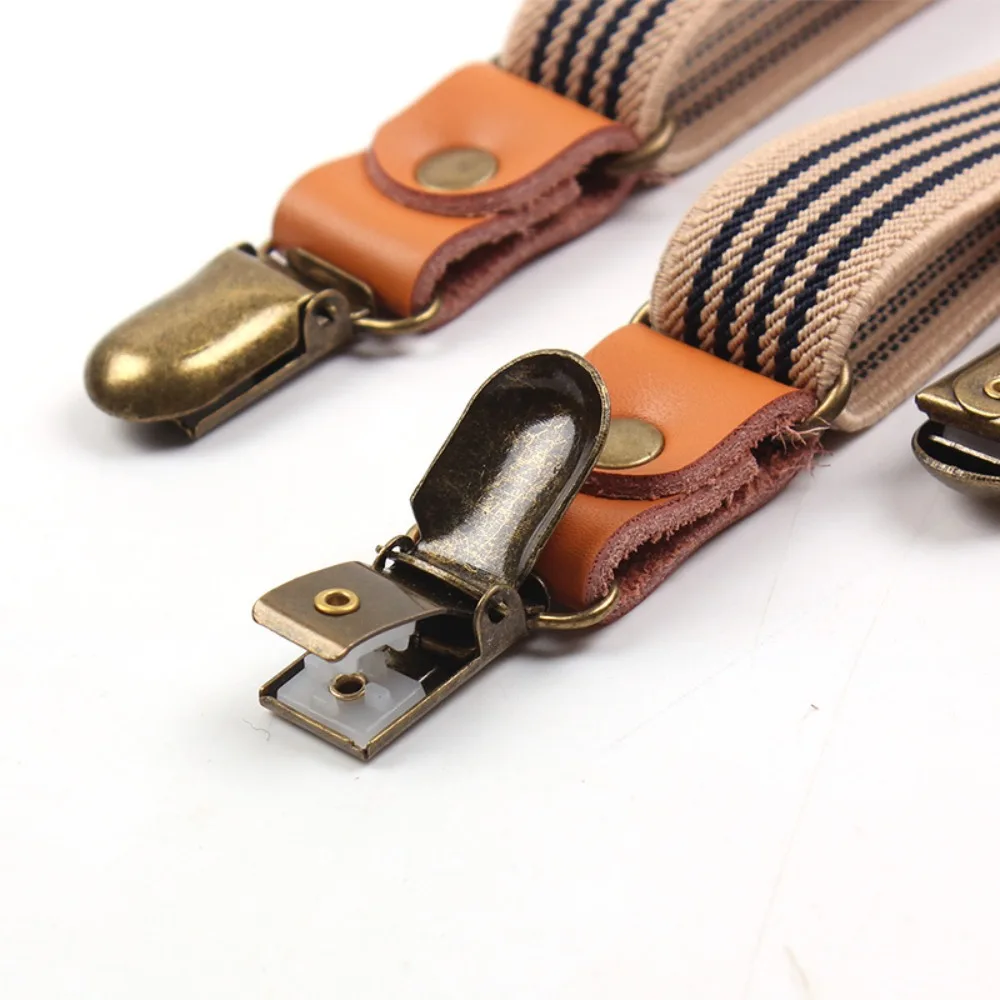 Y-Shaped Shoulder Straps New Leather Adjustable Elastic Drawstring Elasticity Stripe Pattern Suspender Pans Strap Men and Women