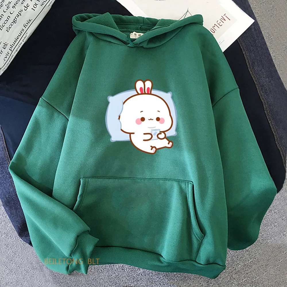 Rabbit Cute Graphic Printing Hoodies Winter Long Sleeve Hooded Sweatshirts Kawaii Cartoon Girls Soft Pullovers with Hooded Tops