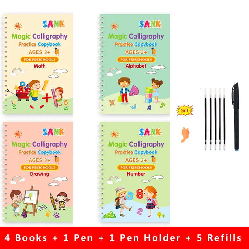 Sank Magic Practice Copybook Pen Preschools Kids Calligraphy English Verison Free Wiping Children Reusable Writing Book 6