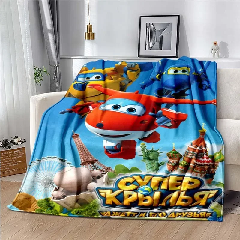 Cartoon Anime Super Wings Throws Blanket for Bedding Picnic Kid Super Soft Cute kawai high quality Flannel Blanket birthday gift 4