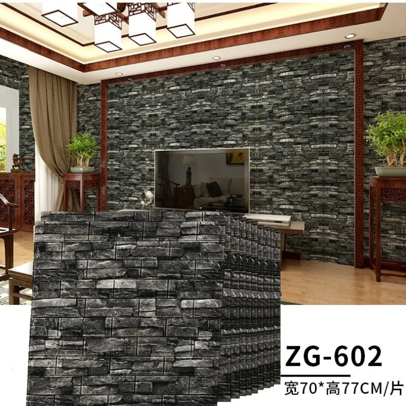 Self-adhesive Wall Stickers Coffee Houses Retro Brick Wall Decorations Waterproof Restaurant Renovation Wallpapers Foam Texture - 6