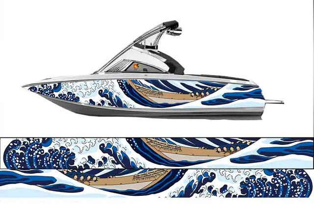 Blue Water Ripple Fishs Printing Fishbone Graphic Vinyl Waterproof Boat  Wrap Decal Decoration Fits Any Boat Custom Image & Size - AliExpress