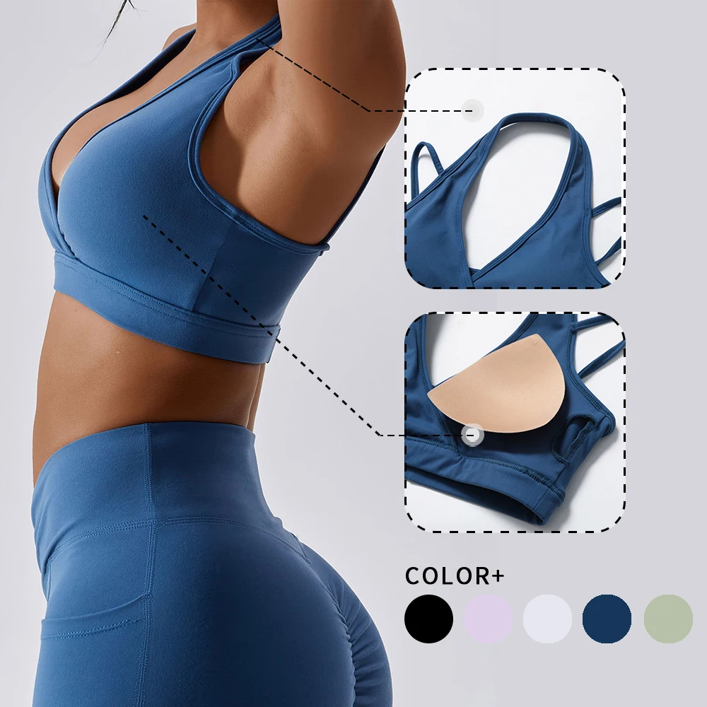 

WISRUNING Hanging Neck Sports Bras Women Fitness Yoga Top With Push Up High Quality Workout Underwear Sportswear for Gym Outfit