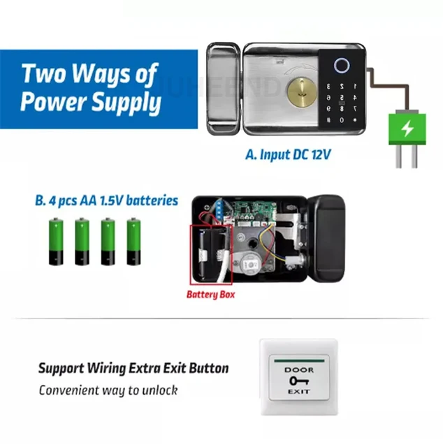 Outdoor Tuya Wifi Waterproof Smart Door Lock Double Side Fingerprint Sensor Digital Code IC Card TTLock App Electronic Gate Lock 5