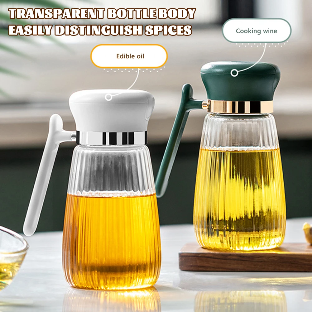 

550ML transparent Glass Oil Bottle Automatic Opening Closing Vegetable Oil Pot Creative Seasoning Storage Bottle Kitchen Tool