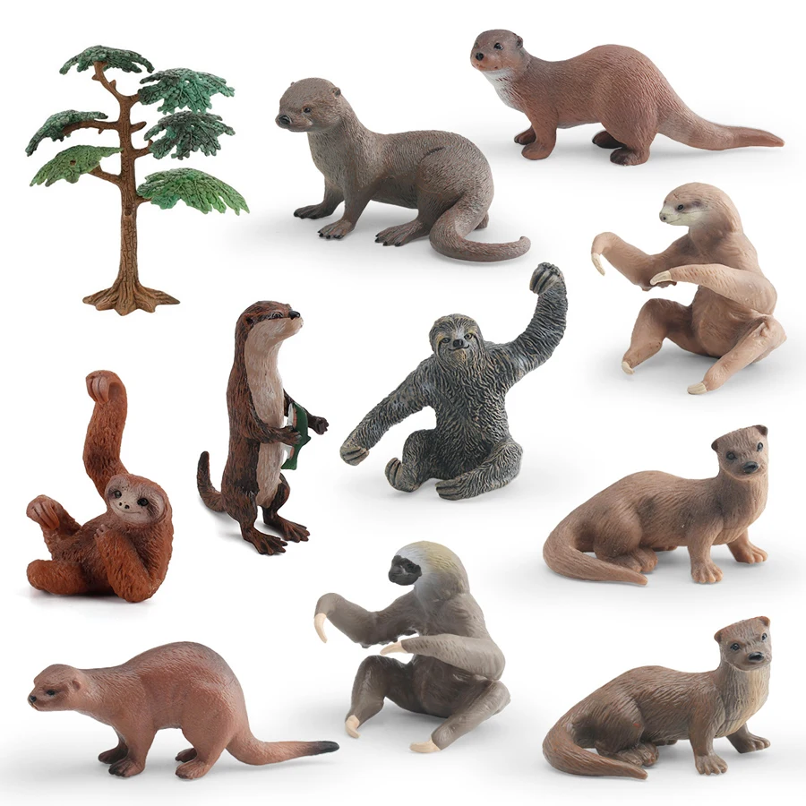 Wild Animal Adventure Series: Sloth & Otter Figurine Set - Educational Toy Collection
