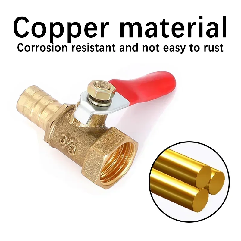 Brass Barbed Ball Valve with Female Thread Connector for 6-12 Hose Barb and 1/8',1/2'',1/4'' Copper Pipe Fitting Coupler Adapter