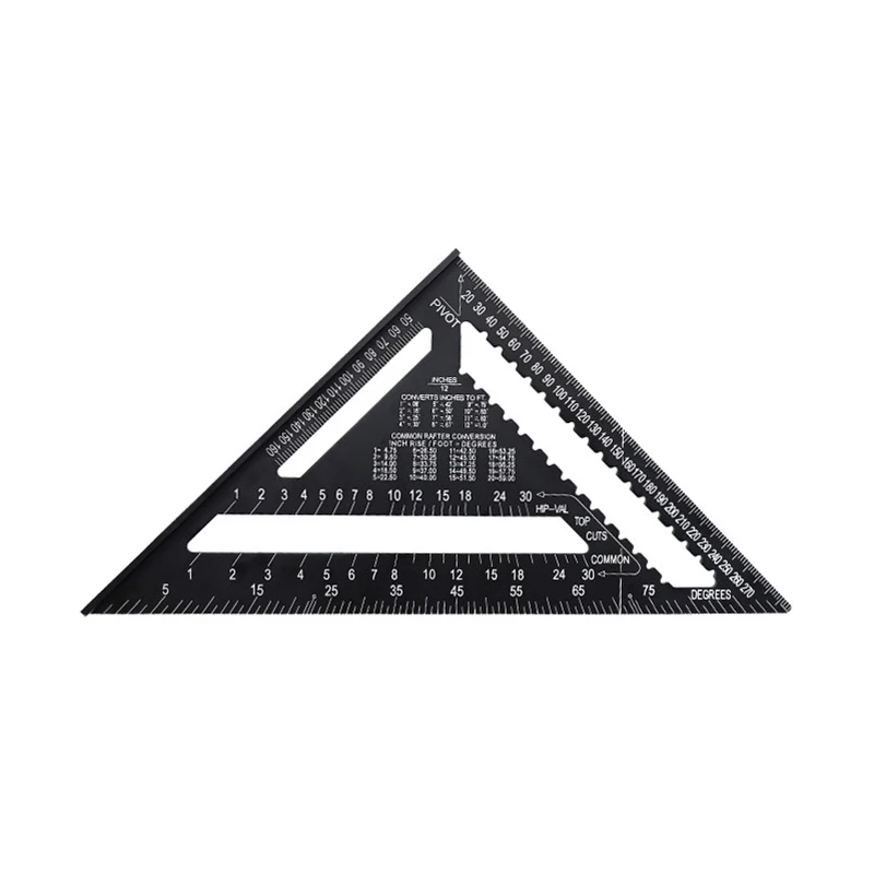 12 inch Speed Square Metric Triangle Ruler Aluminum Alloy Measuring Ruler Woodworking Angle Protractor Building Framing Tools 5