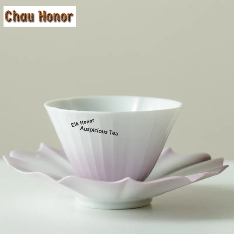 45ml Gradient Purple Ceramic Teacup Coaster Elegant Tea Bowl Jug Tea-tasting Fragrance Cup Chazhan Master Cup Tea Ceremony Craft