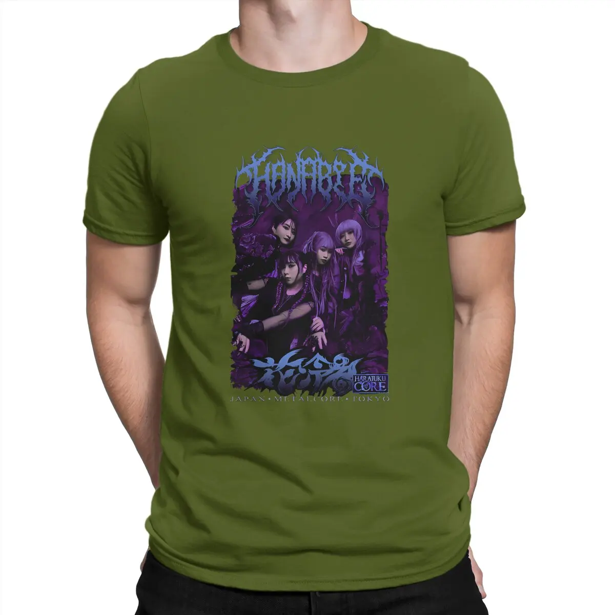 thumbnail image 1 of Camiseta con estampado de banda para hombre, estilo Hanabie, de algodón, novedosa, de manga corta y cuello redondo, de verano, 1 of 7