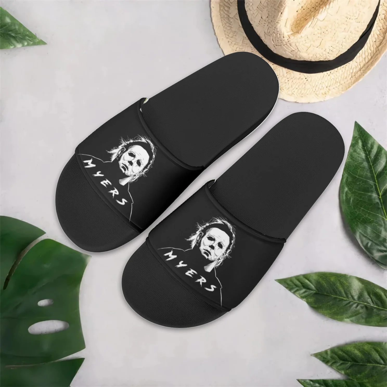 

INSTANTARTS New Fashion Sandals Michael Myers Movie Killer Men Wear-resistant Slippers Soft EVA Home Floor Slides Man Flip Flops