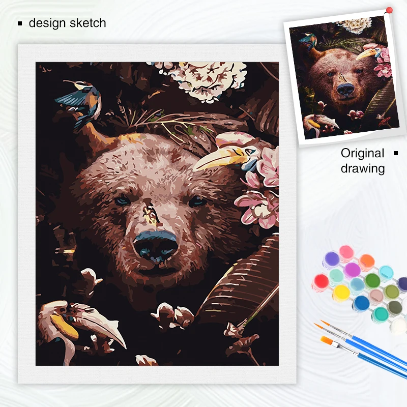PhotoPaint By Numbers For Adults Animals Picrute Coloring By Numbers Acrylic Paint Drawing On Canvas Home Decor Decor painting by numbers kits painting by numbers oil picture by numbers