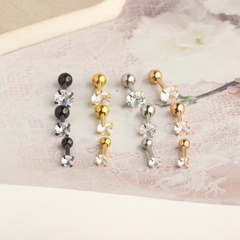 wholesales cartilage ear stud 3/4/5mm 16g 3 colors avaible stainless steel earrings piercing body tragus helix barbell stud conc