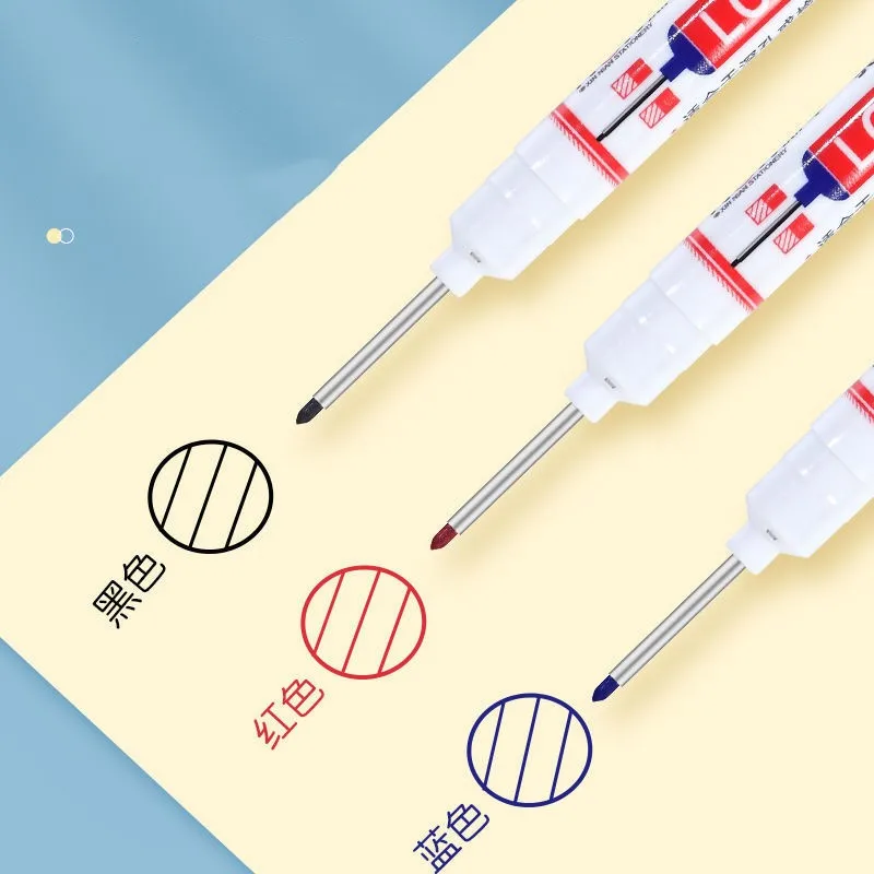 6 개/대 금속 천공 펜에 대 한 20mm 깊은 구멍 긴 펜촉 머리 마커 방수 욕실 목공 장식 다목적