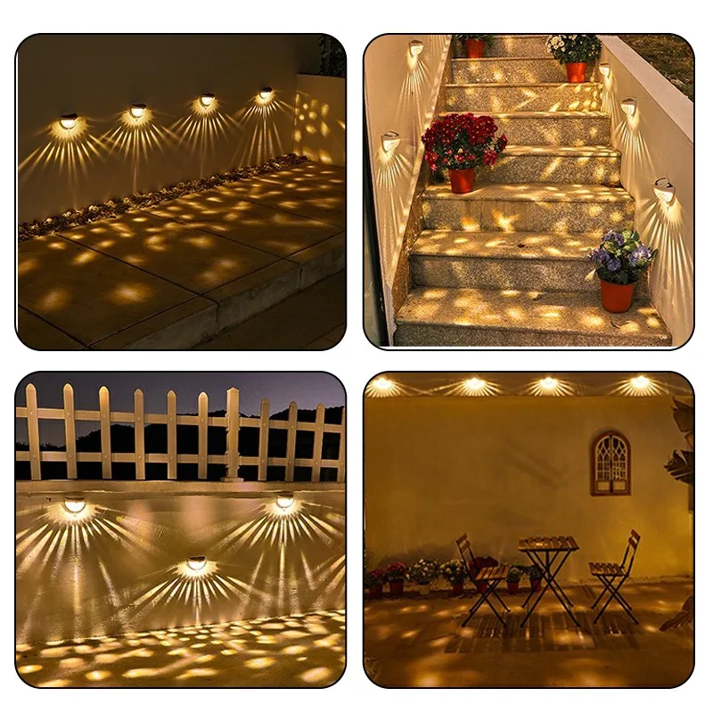 1-20PCs 6LED Solar Wall Light Outdoor Wall Lamps Waterproof Energy Lamps Step Courtyard Garden Decoration Lights