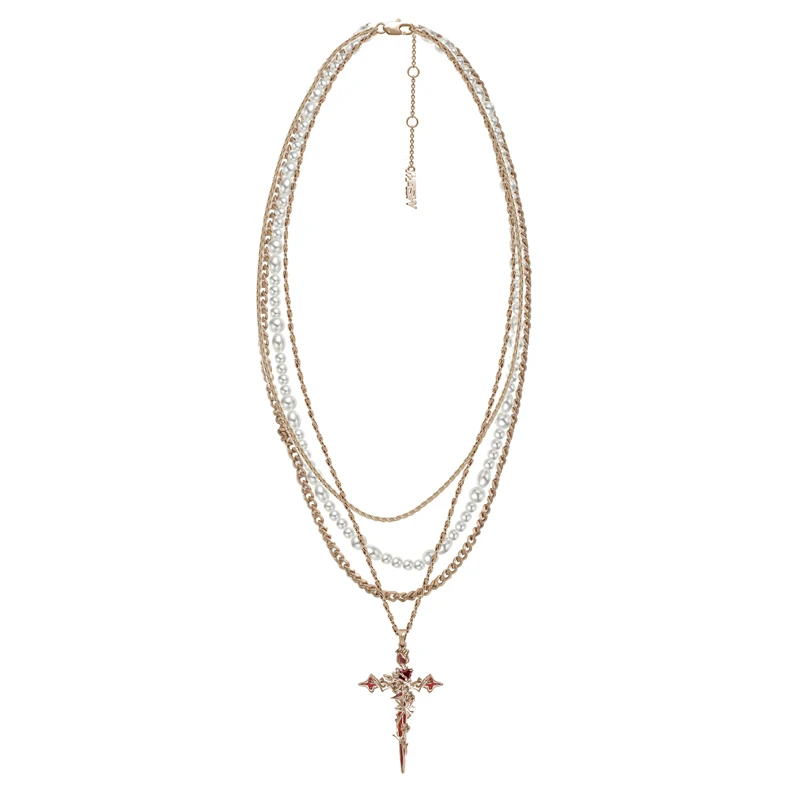 MASW Original Design 2023 Trend New Luxury Jewelry Multi Layer Chain Cross Pendant Necklace For Women Girl Party Wedding Gift 2