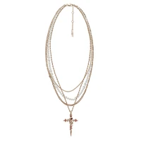 MASW Original Design 2023 Trend New Luxury Jewelry Multi Layer Chain Cross Pendant Necklace For Women Girl Party Wedding Gift 2