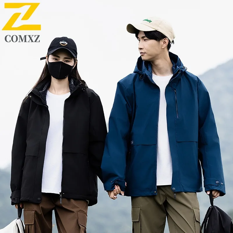 COMXZ Outdoor Skiing Jacket for Men Luxury Thickened Windproof Warm Parka Simple Hooded Design Cold Resistant Winter Clothing