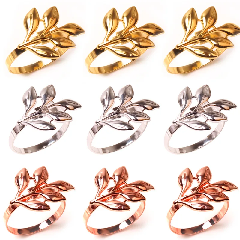 Napkin ring Christmas napkin holder 3/6/12Pcs Leaf Napkin Rings Buckle Napkin Holder for Christmas Thanksgiving Wedding Dinnig Table Decoration