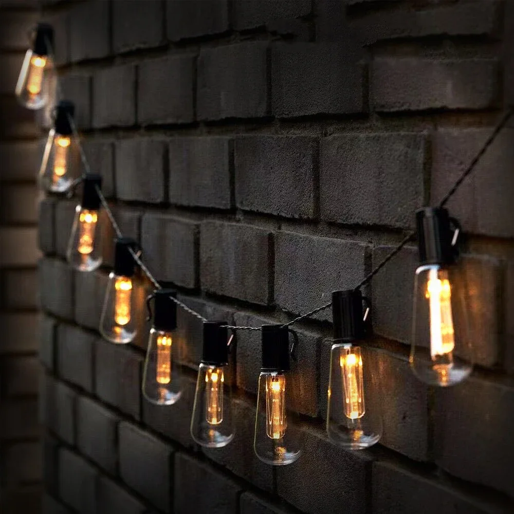 Solar Led String Lights Outdoor Ip65 Lampadina Edison Impermeabile Retro Vintage Christmas Garland Party Garden Decoration Fairy Lamp