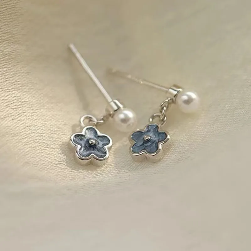 Elegant Imitation Pearl Flower Stud Earrings for Women 2024 New Trend Temperament Dangle Earring Party Jewelry Gifts