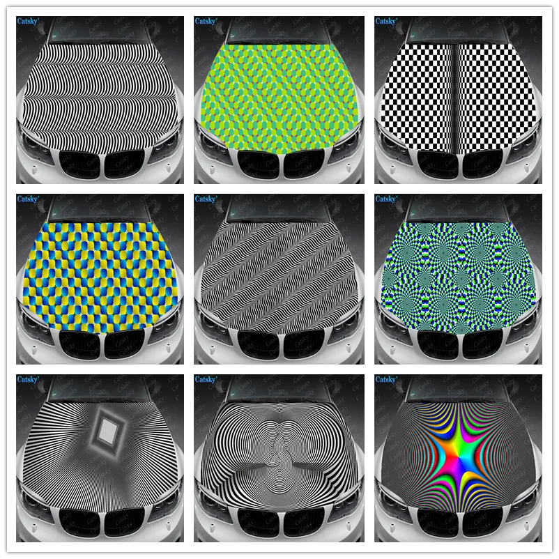 

Artistic Illusion Print Car Hood Vinyl Stickers Wrap Vinyl Film Engine Cover Decals Sticker on Car Auto Accessories