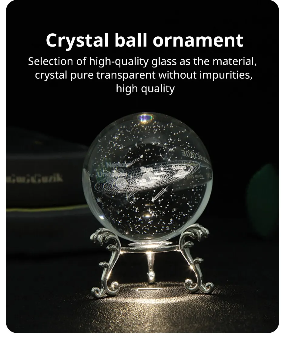 1pc Crystal Ball Ornament, Space Series Home Decorative Art, Holiday Gift