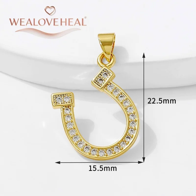 18K vergoldetes Messing Metall Zirkonia Sonne / Kreuz / Hufeisen / Chilischote / Flügel Anhänger Charms zur Schmuckherstellung – Detail 25