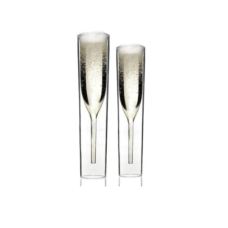 Champagne Glass Double Wall Glasses  Double Wall Champagne Flute - Champagne  Glass - Aliexpress