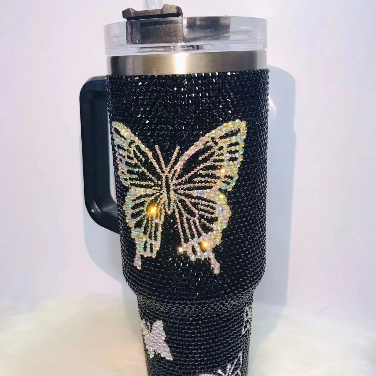 Bling Travel Mug With Handle, Personalized Tumbler With Handle, 40oz  Stainless Steel Tumbler, Teacher Travel Mug With Straw, Charger Tumbler 