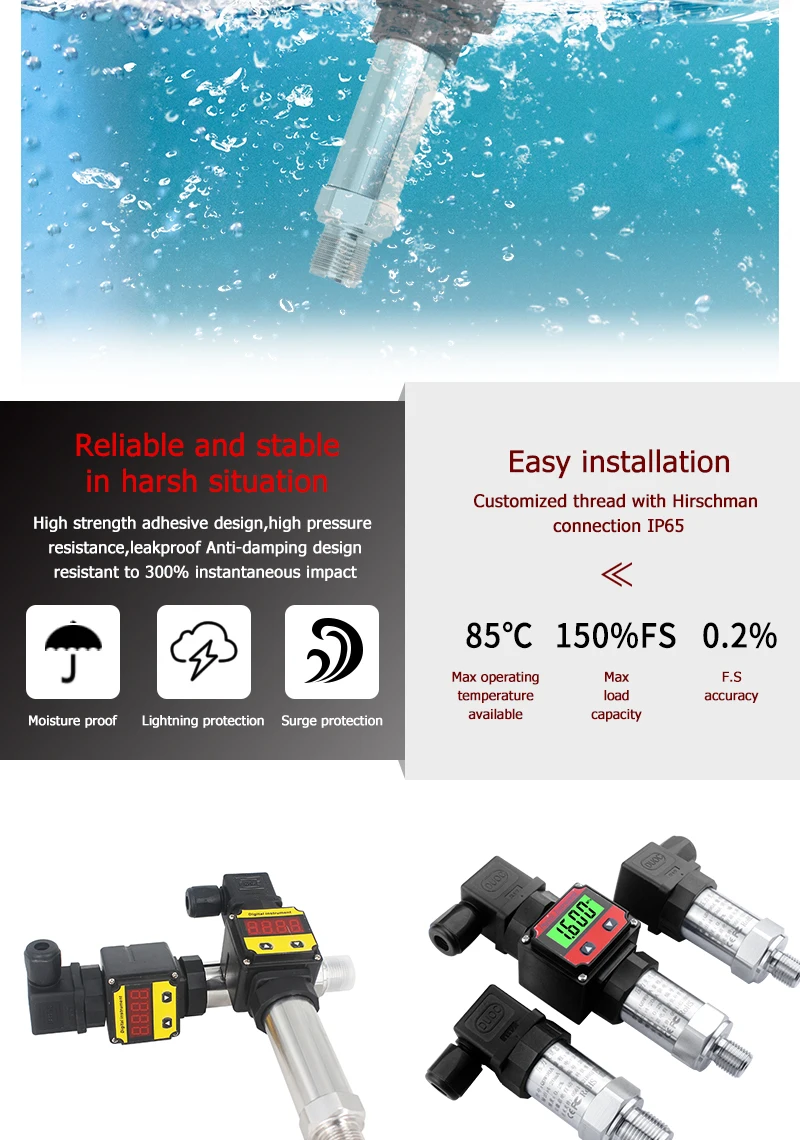 China fornecedor 50mbar 100mbar 4-20ma saída silicone