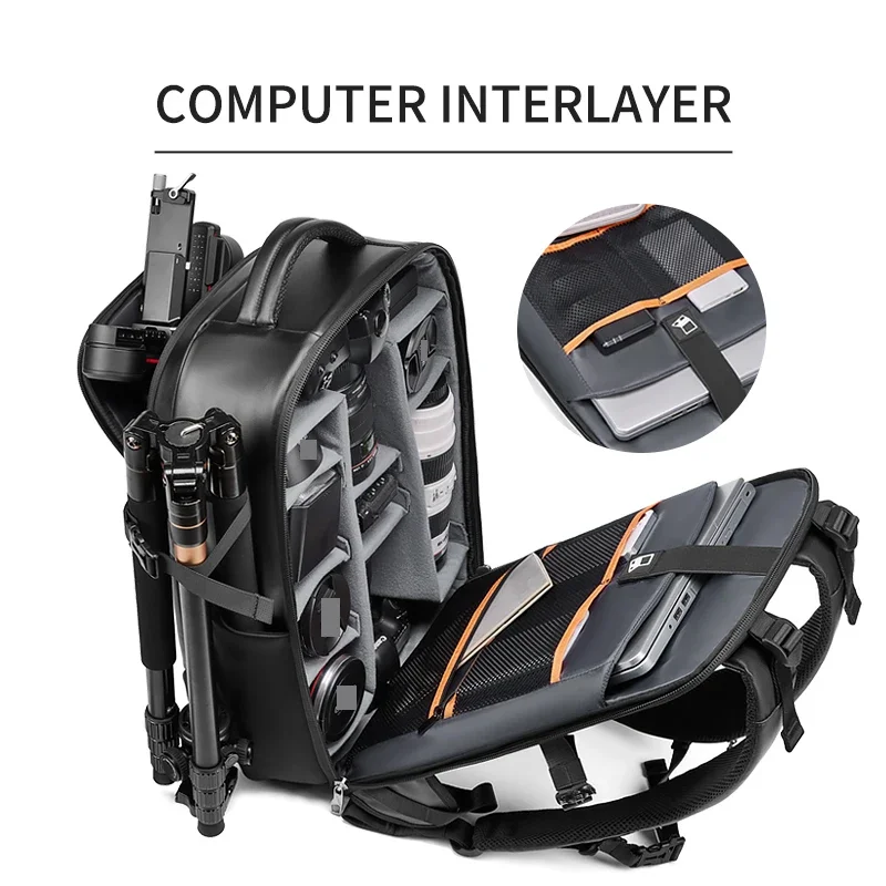 Men travel Professional SLR camera backpack With tripod bracket Detachable into a  40L travel waterproof 16 inch Laptop Backpack 5