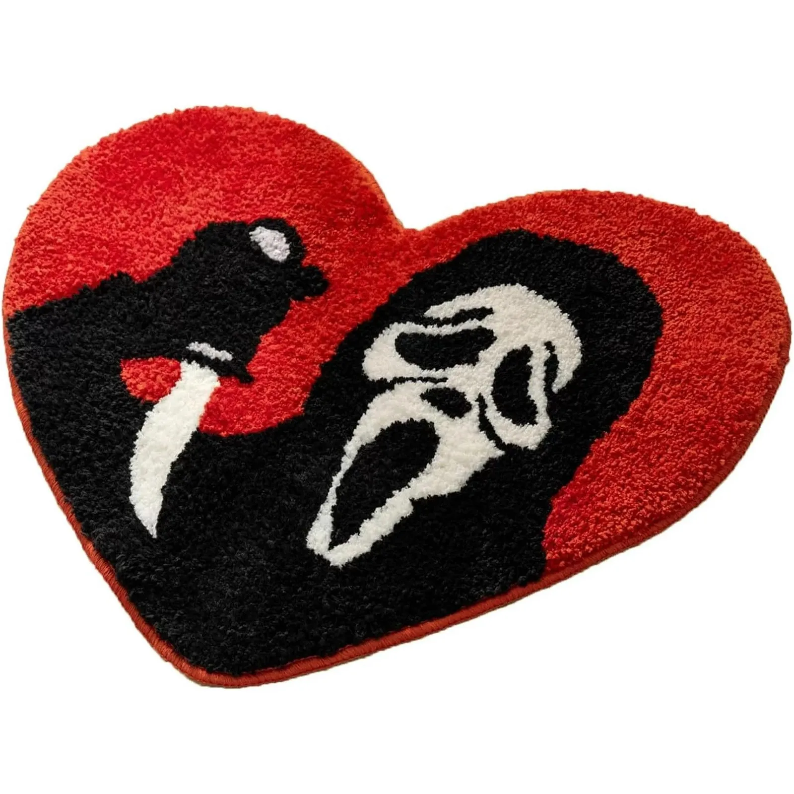 26&times;24in Halloween Bath Rugs Soft & Non-Slip Decor Heart-Shaped Scream Rug Halloween Bathroom Decor Carpet And Gothic Doormat