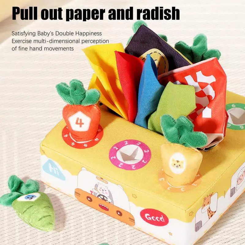 

Montessori Toy Baby Tissue Box Sensory Toy Development Baby Games Pull Toy Early Learning Education Toy for Newborn 6-18 Months
