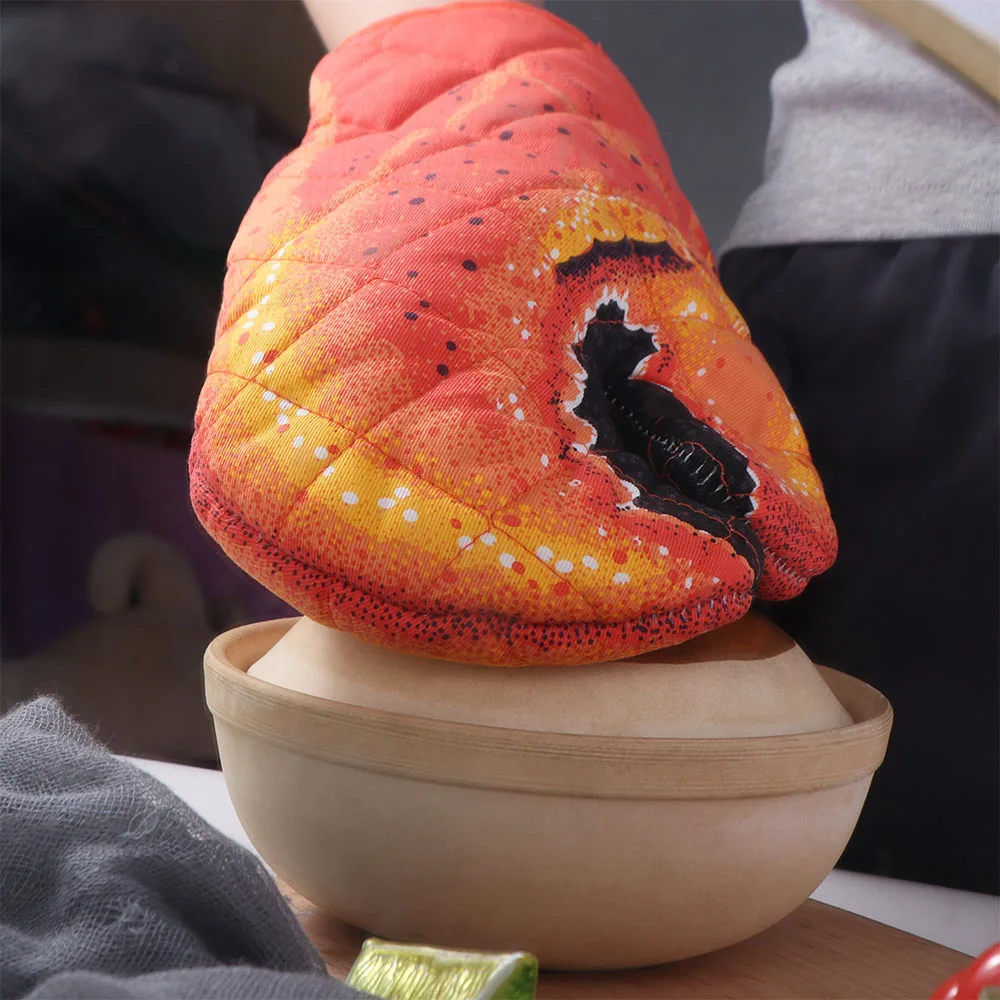 Oven Special Thickening Crab Shape Oven Gloves Versatile Non-Slip Heatproof Mitten Durable Cotton Microwave Gloves Cooking
