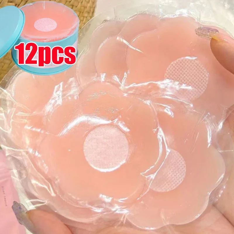 Silicone Breast Patch Silicone Nipple Cover Sticky Bra Breast Nipple Covers Silicone Adhesive Bra Silicone Stickers Breast Sticker Invisible Silicone Nipple Covers Reusable Women Breast Petals Lift Bras Pasties