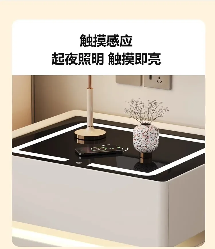 Description Picture 4 of itemSolid Wood Intelligent Bedside Table Light USB Charging Password Lock Nightstands for Bedroom Functional Bedside Cabinet Storage