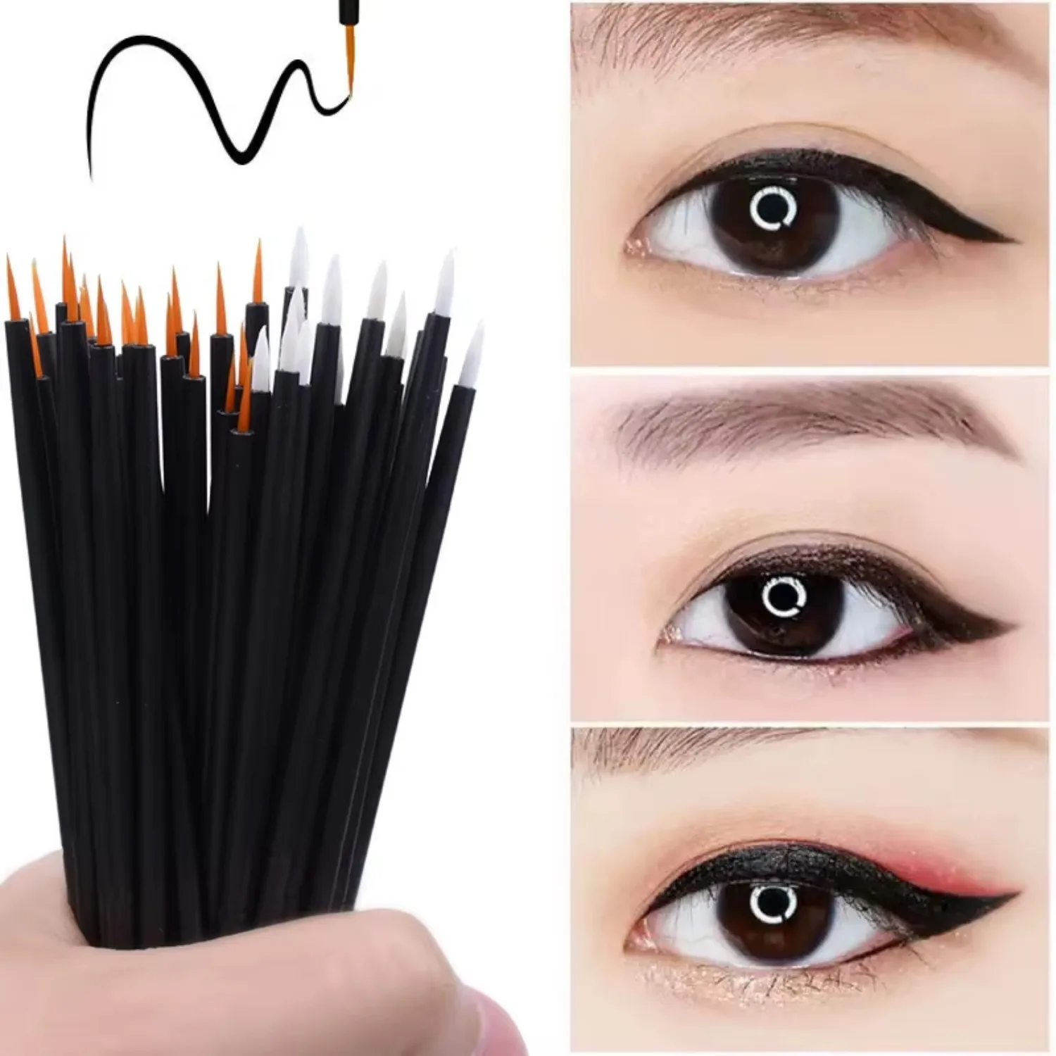 Art Brushes Painting Reusable 50pcs/lot Gel Liner Nail Pen Disposable  Eyeliner Beauty Eyeline Makup Tools