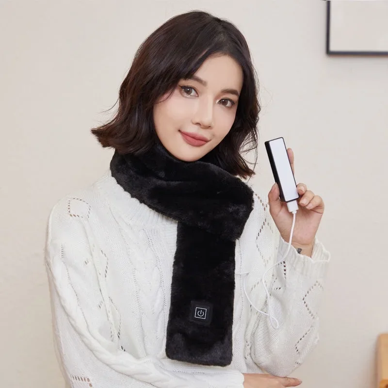 Heating Scarf USB Rechargeable Electric Heated Scarf Soft Three-gear Temperature Control Neck Wrap Warmer for Women Men