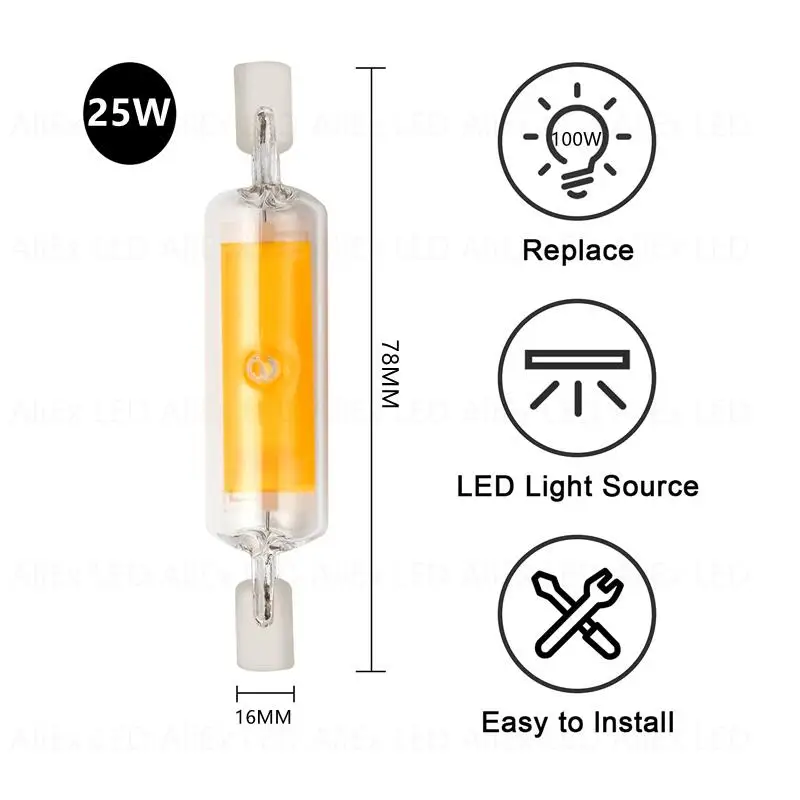 Tube LED R7s 78mm remplace tube halogène 48W - DURALAMP LF1970W