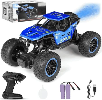 Remote Control Cars, 1:18 Scale All Terrain RC Car, RC Monster Truck Toys with Spray LED Lights, 4WD Alloy Climbing Car Toys  ﻿ 1
