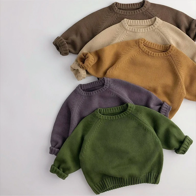 

Осенне-зимняя детская одежда, детские свитера, вязаный пуловер для мальчиков и девочек, однотонный плотный свитер для девочек, детская вязаная одежда