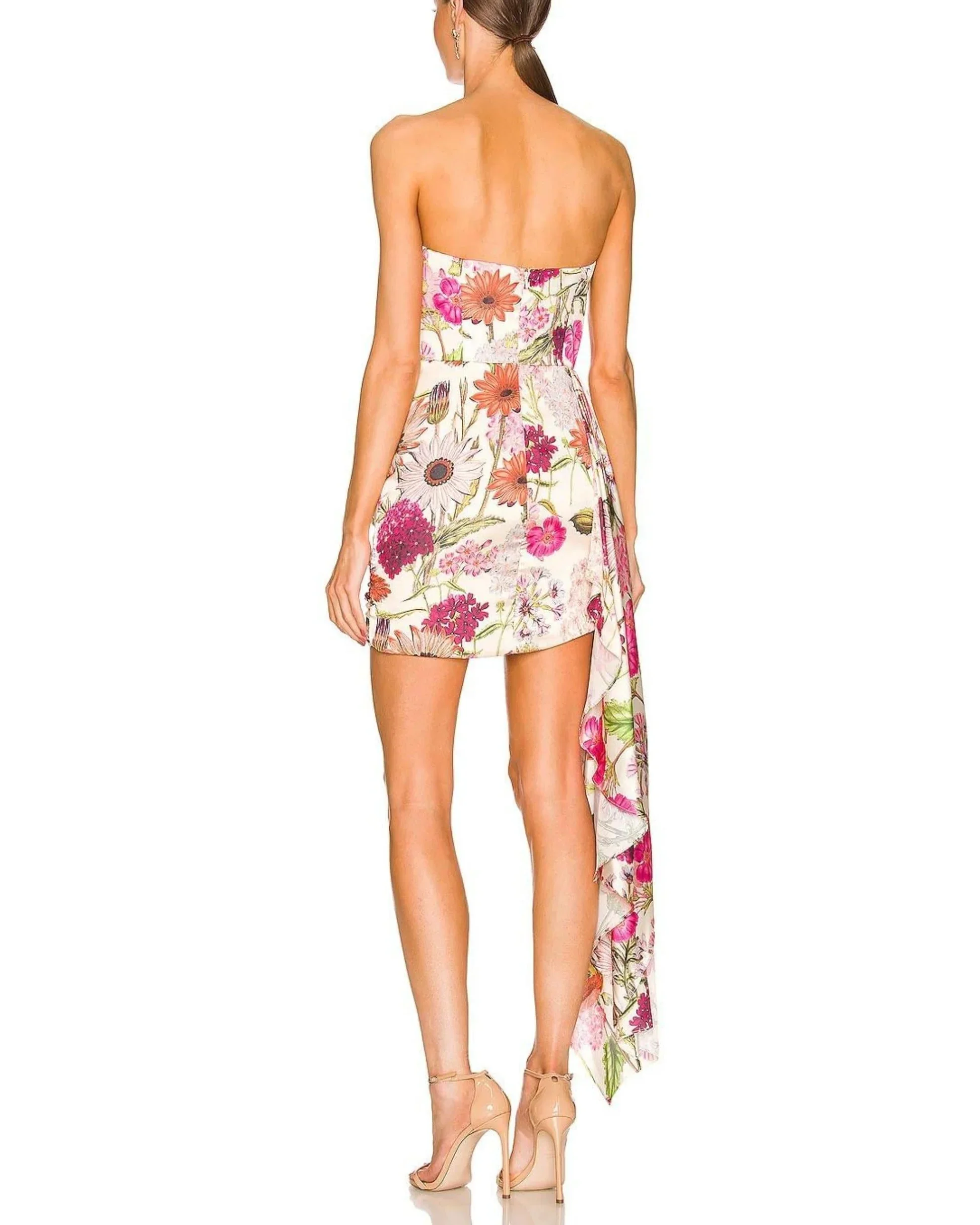 French Retro Printed Fishbone Bra Long Ribbon Dress Banquet Birthday Dress women party dresses
